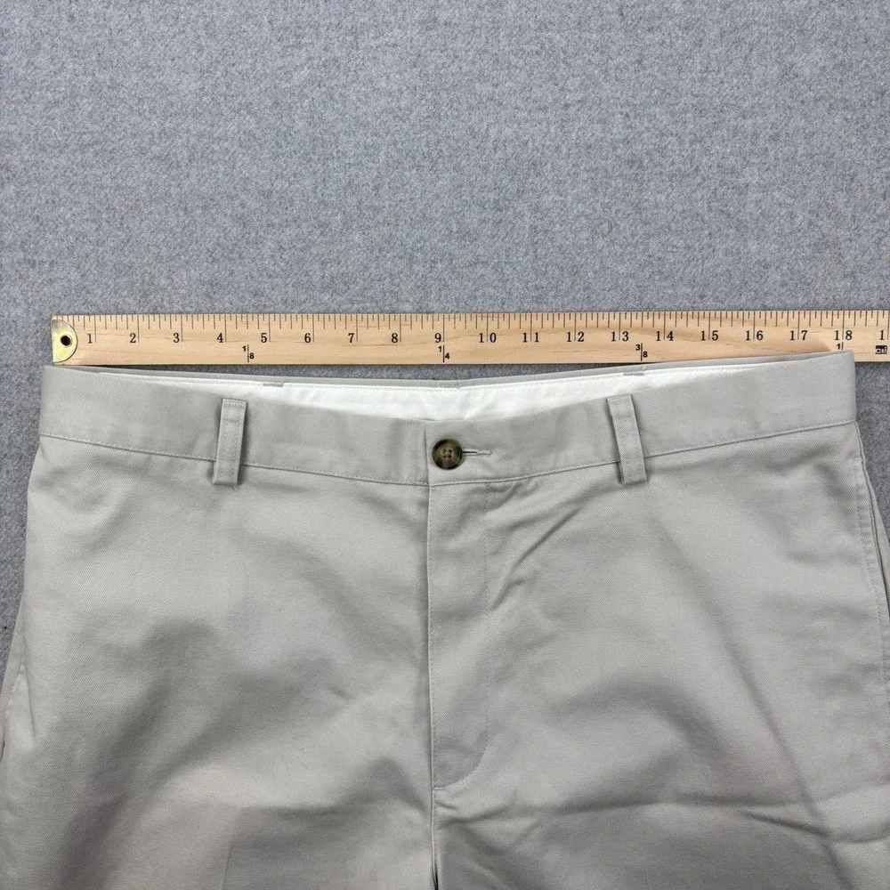 L.L. Bean Chino Pants Mens 36x35 Beige‎ Classic Fit Cotton Flat Front Double L